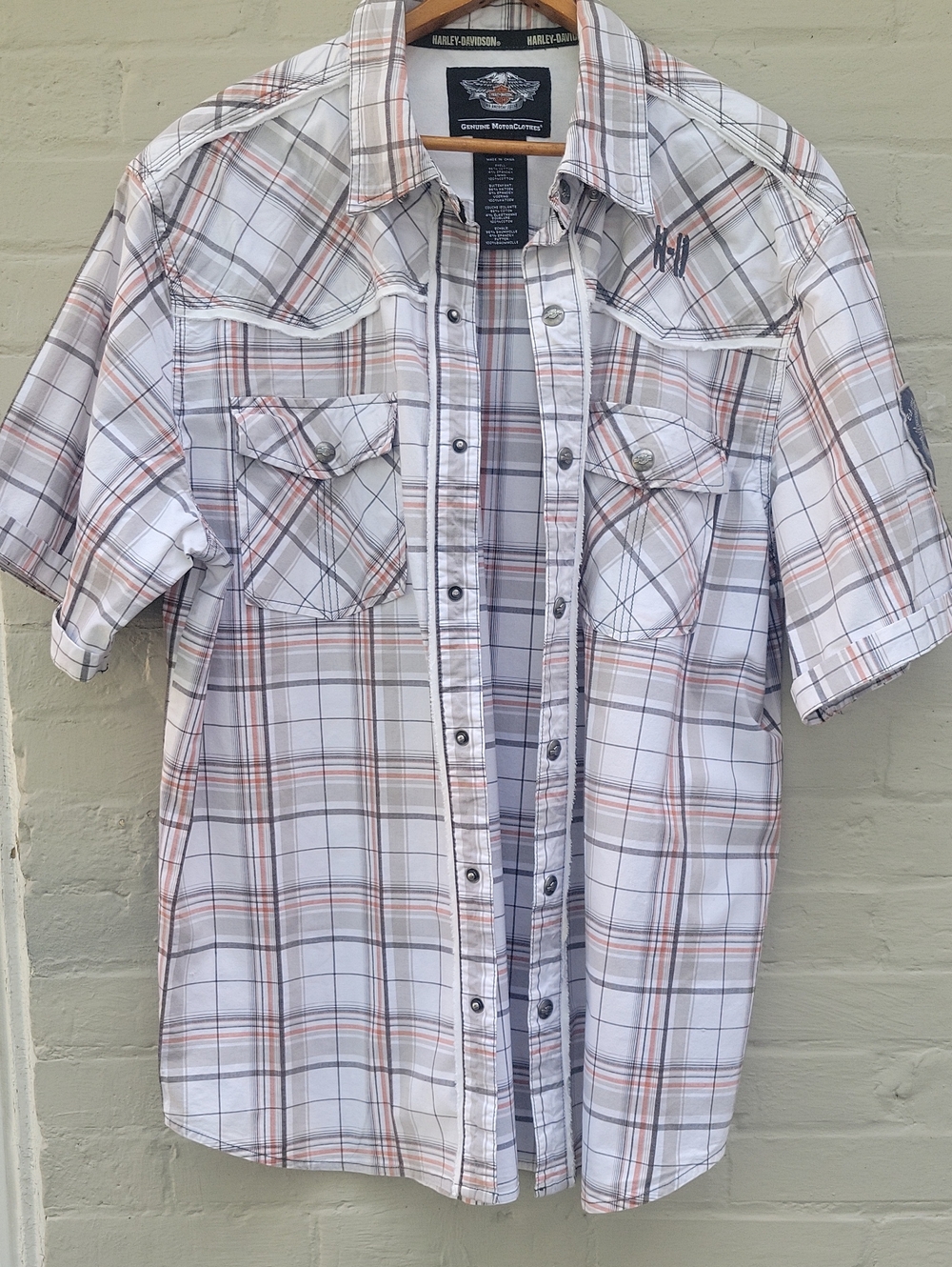 Mens Harley Davidson Genuine Motor Clothes Snap Front And Collar Sz XL Shirt